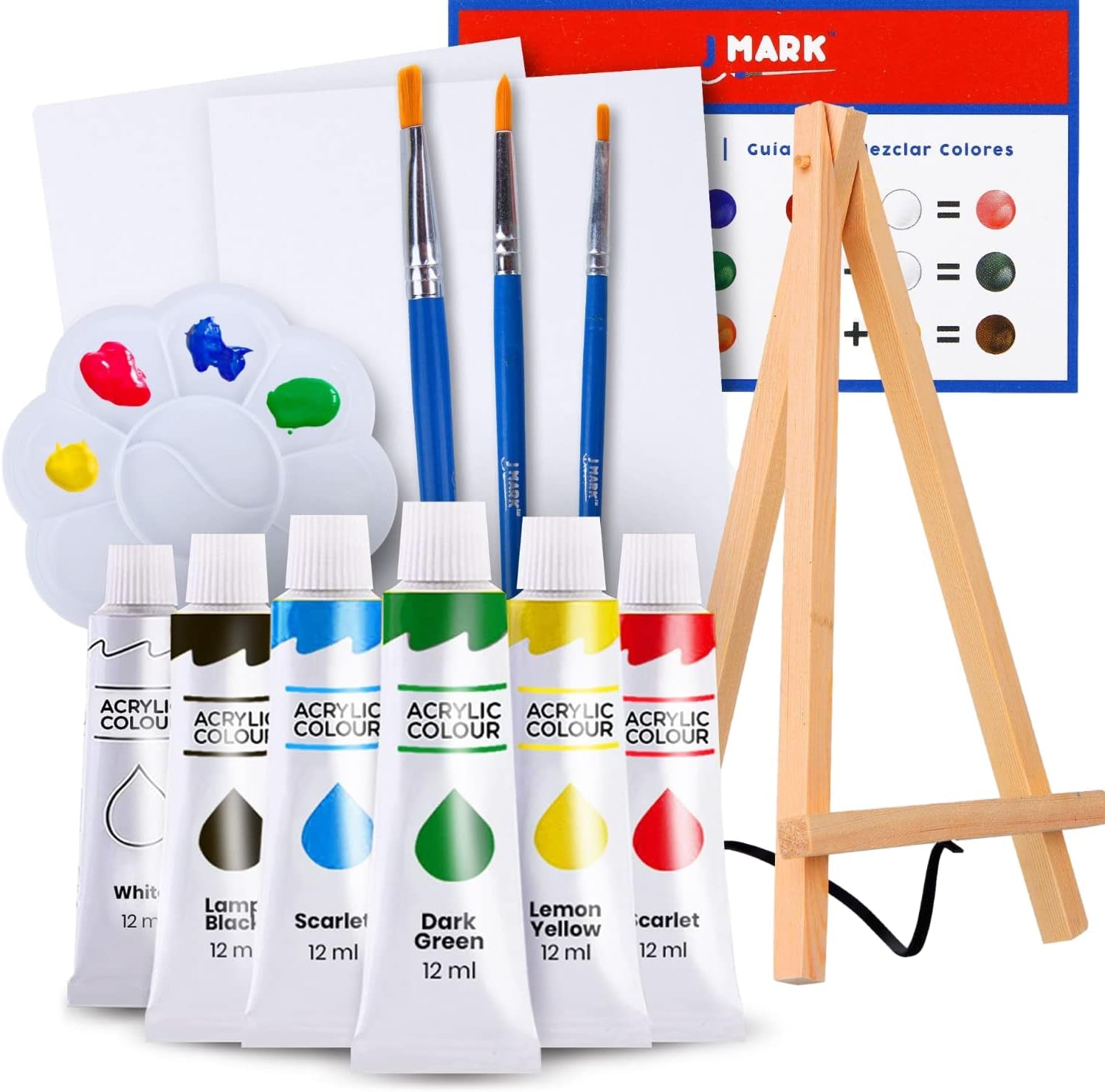 Paint Set – Mini Canvas Acrylic Painting Kit with Wood Easel, Canvases, Paint, Brushes & More