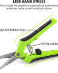 2 Ergonomic Spring-Action Scissors,Spring-Loaded Craft Shears with Stainless Steel Blades,For Cutting Intricate Details and Tight Patterns for People with Arthritis or Limited Hand Strength