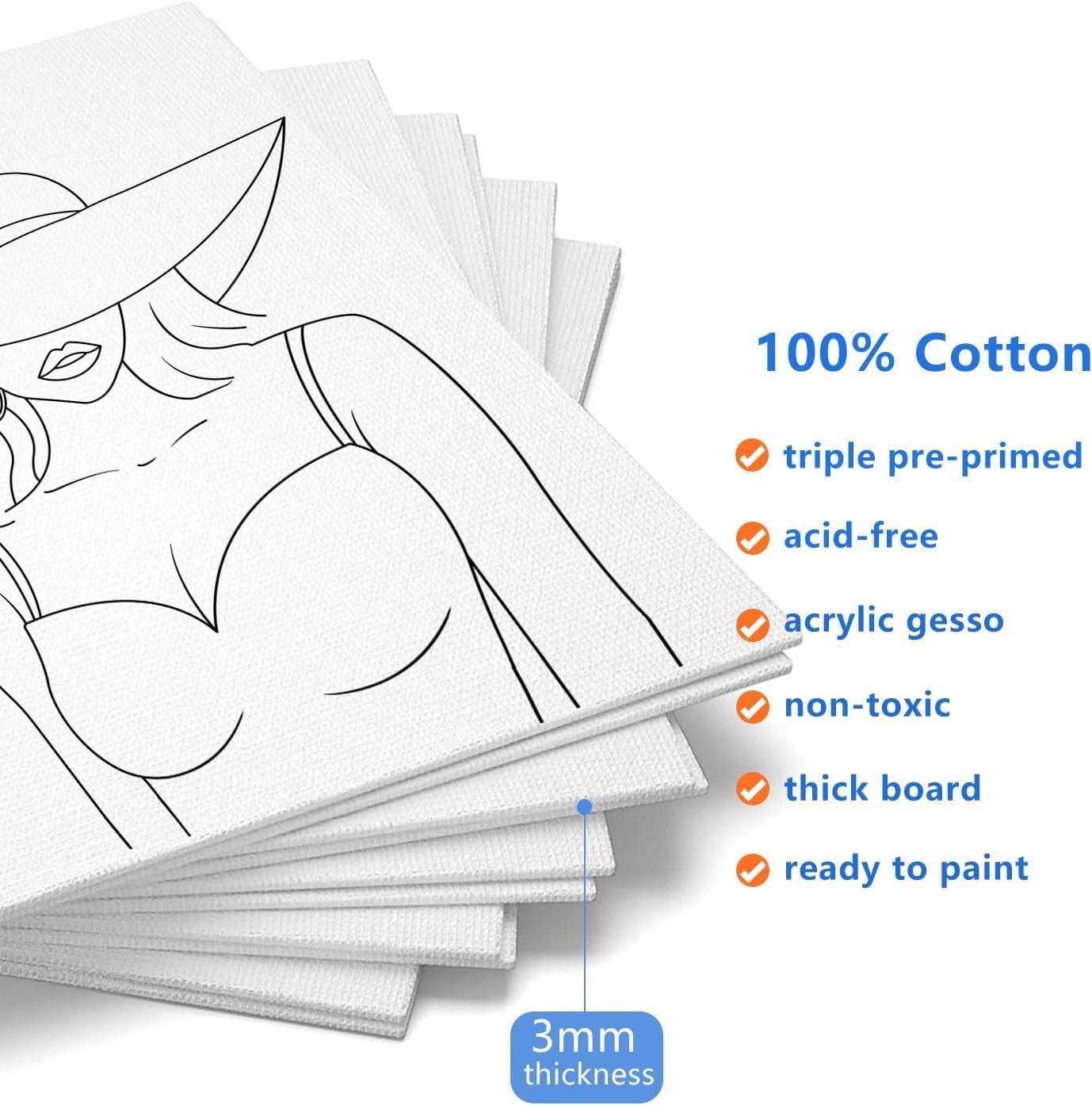 Pre Drawn for Painting for Adults 10 Pack 8X10 without Frame Sip and Paint Canvas,Drawn Canvas for Painting for Adults Kids,Sip and Paint Kit for Adult'S Date Night