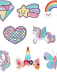 8 Pcs Dreamy Unicorn Iron on Patches Cute Rainbow Star Heart Butterfly Diamond Sew on Embroidered Applique Repair Embroidery Patch DIY Craft Accessories for Kids Girls Clothing Backpack Hat