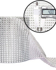Bling Rhinestone Diamond Mesh Ribbon Wrap, Silver Acrylic Bling Diamond Wrap Ribbon for Wedding, Cake, Vase Decorations, Party Supplies (30Ft)