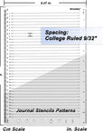 Straight Line Stencil Template College Ruled 9/32" Spacing,Line Drawing Stencil Lettering Guide 11 Inch,Scale Writing Calligraphy Ruler College Paper Template with Journal Stencils Patterns