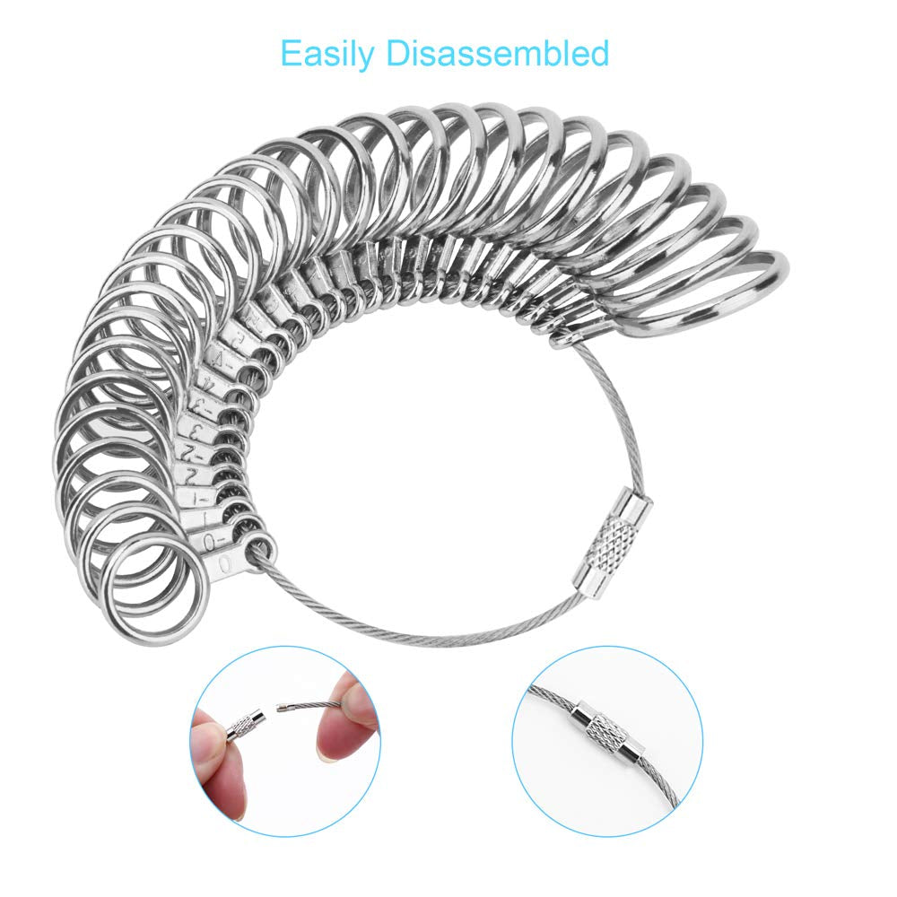 Ring Sizer Measuring Tool, 27 PCS Premium Ring Measurement Tool, US Ring Size 0-13 with Half Size, 1 PCS Finger Ring Sizing Measure Gauge, by
