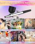 Cordless Airbrush Kit, Airbrush Kit with 0.3Mm Tip, Handheld Rechargeable Air Brush with Compressor for Makeup, Nailart, Painting, Cake, Cookie, Model