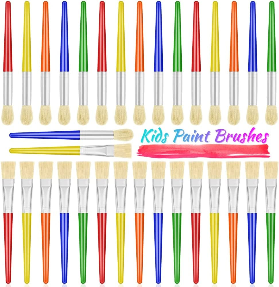 Paint Brushes,  30 Kids Paint Brushes Bulk Children Paint Brushes Set with Jumbo round Watercolor Paint Brush and Large Flat Craft Paint Brushes