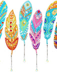 6 Pcs Diamond Painting Bookmarks Kits DIY 5D Feather Bookmark Rhinestone DIY Bookmarks Crystal Diamond Art Bookmarks Acrylic Bookmarks for Adult Arts Supply Crafts Gifts
