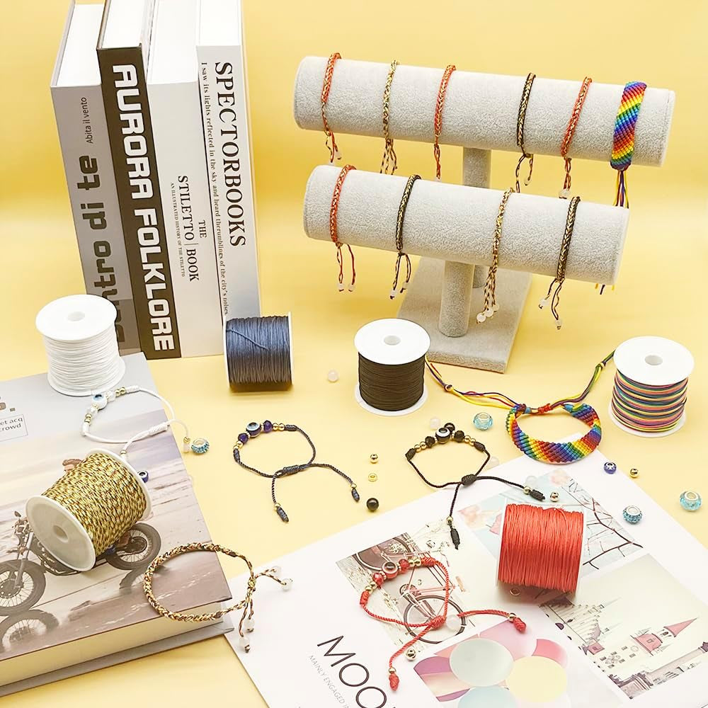 Nylon String for Bracelets, 6 Rolls 270 Yards 0.8 Mm Beading Cord for Kumihimo, Blinds String, Braided Bracelets, Chinese Knot, Wind Chime, Jewelry Making