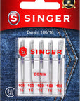 Denim Sewing Machine Needles, Size 100/16-5 Count