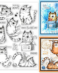 8.3X5.8In Cat Clear Stamps Lovely Cat Silicone Stamps Wish Words Rubber Transparent Rubber Seal Stamps for Card Making DIY Scrapbooking Crafting Decoration