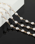 13 Feet Imitation Pearl Bead Chain Bulk KC Gold Plated Brass Jewelry Chain for Jewelry Making Necklace Bracelet DIY Handmade Craft Chain Roll
