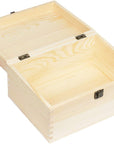 Extra Large Rectangle Unfinished Pine Wood Box Natural DIY Craft with Hinged Lid and Front Clasp for Arts Hobbies and Home Storage-10.71X8X5.66 Inches