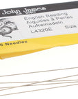 English Beading Needles, Size 12, 4 Needles per Card, Made in England, Use for Loom Weaving Beadwork, Off-Loom Stitching and Jewelry Making with Seed Beads