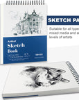9" X 12" Sketch Book, Hardcover Sketchbook, Top Spiral Bound Sketch Pad, 100 Sheets (68Lb/100Gsm) Drawing Paper Pad, Art Supplies for Adults for Kids Drawing Notebook.