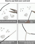 450 Piece Jewelry Making Accessories Kit Include 200 Fold over Cord End Caps Crimp End Tips 200 Jump Ring Connectors and 50 Bracelet Necklace Lobster Claw Clasps and Closures (Silver)