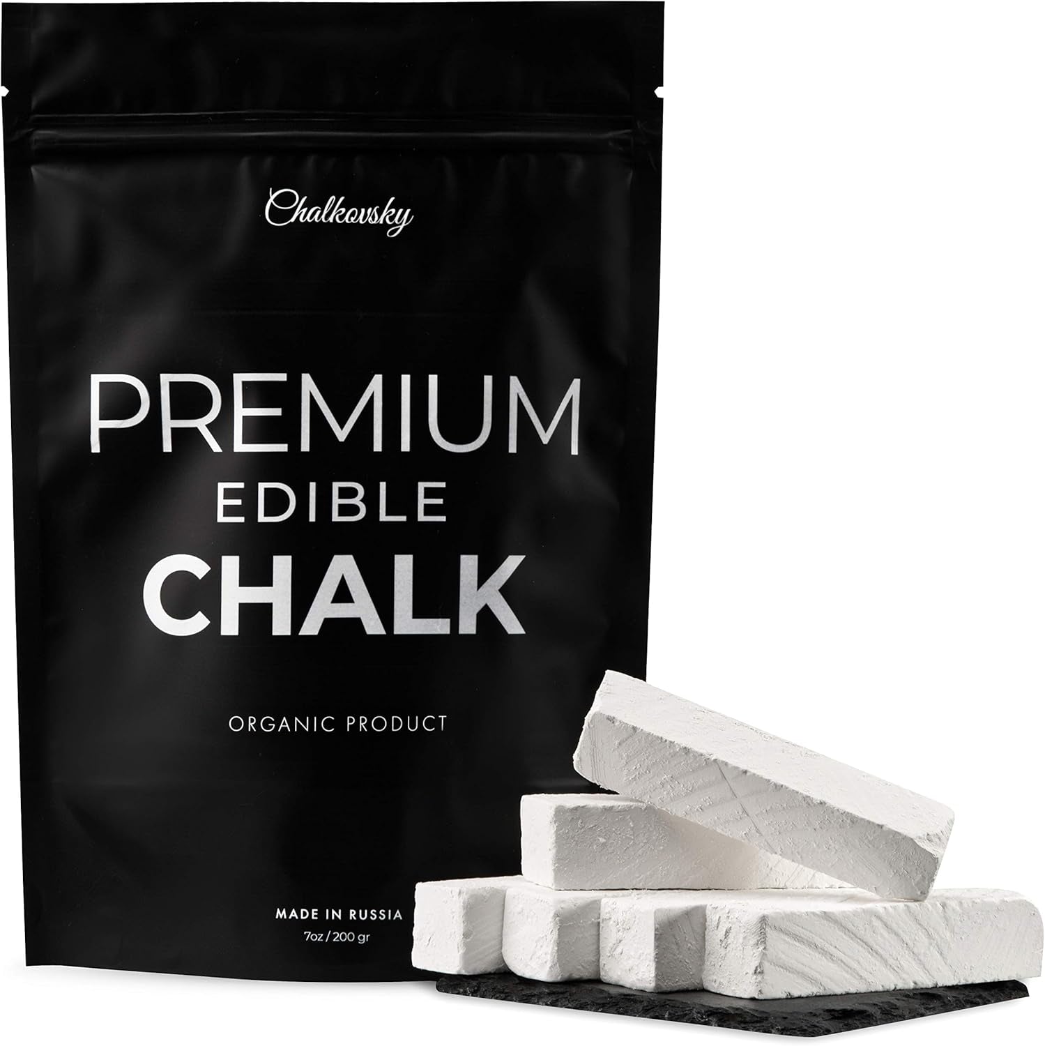 Premium Edible Chalk - Natural Chalk for Eating - Crunchy Belgorod Chalk Chunks - Russian Organic Chalk for Bone Strength - Zero Additives, No Impurities - White 7Oz (200G)