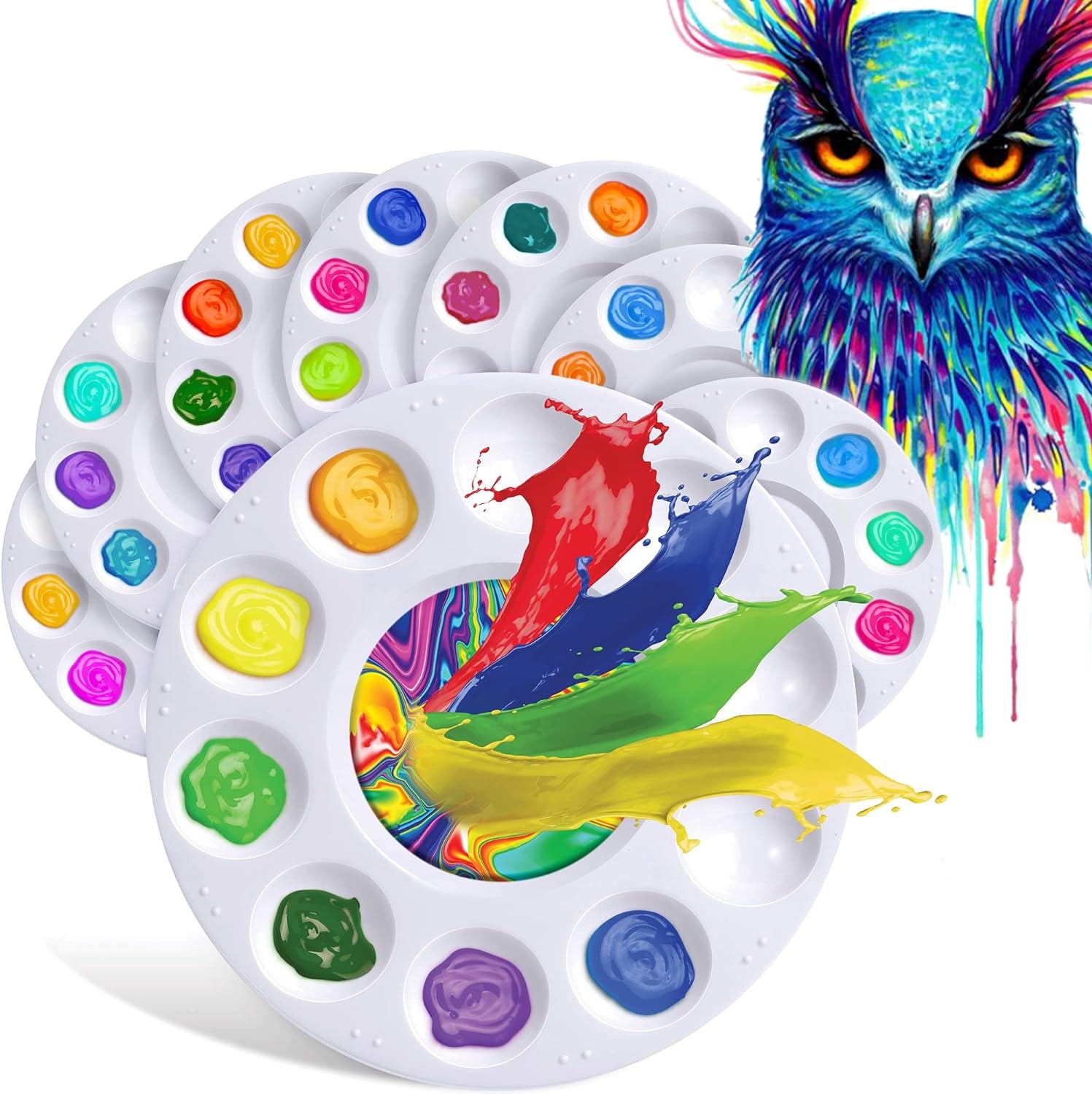 Paint Pallet Set of 5 Paint Trays, round Washable Paint Palette Canvas Paint, Acrylic Paint, Watercolor, Art Projects Kids & Students Made Durable Plastic