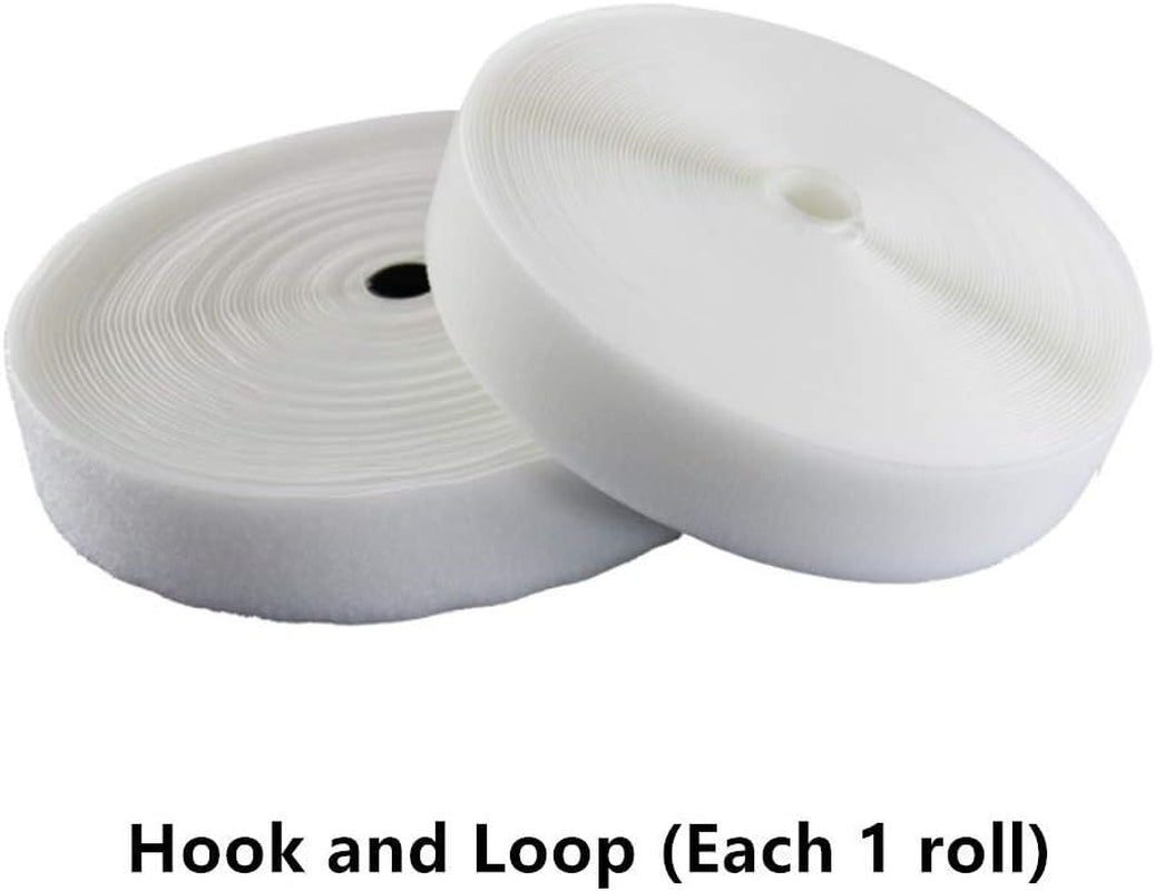 Sew on Hook and Loop Tape 3/4 Inch Width, Non-Adhesive Sticky Back, Sewing Fastening Tape Nylon Fabric Fastener Interlocking Tape Sewing Fasteners for Sewing DIY Crafts (White, 16.4FT)