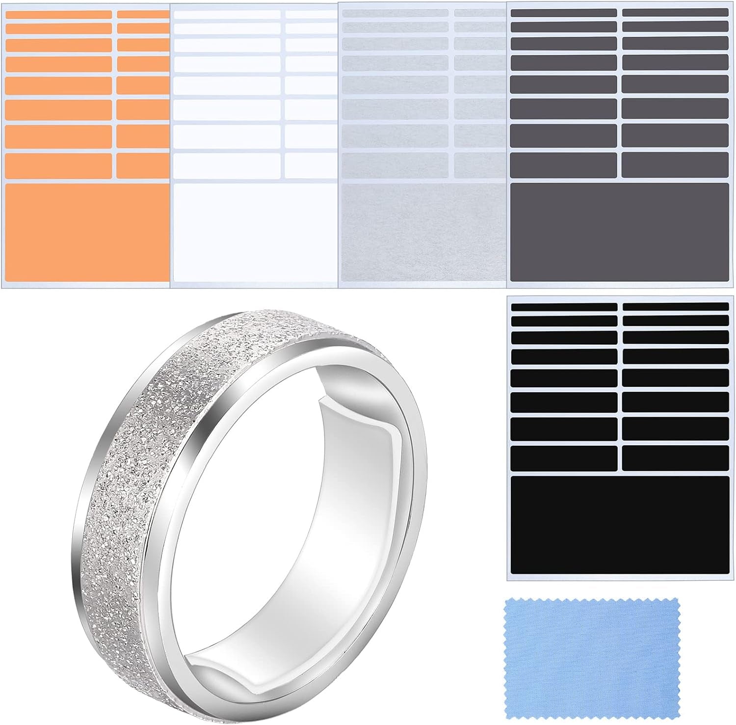 Ring Size Adjuster Loose Rings Adjuster Invisible Ring Sizer with Clean Cloth for Wide Ring Fixing, 5 Sheets (85 Pieces Totally)