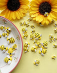Tiny Resin Bees for Crafts, 50 Pcs Plastic Bumble Bee Decor for DIY Wreath Embellishments and Bee Themed Party Supplies Baby Shower Birthday Table Decoration