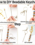 18Pcs Beadable Keychain Bar Bulk, Colorful Plating Alloy Beaded Keychain, Blank Keychain Making Supplies DIY
