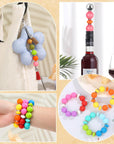 300 Pieces Focal Beads for Pens, 12Mm Silicone Lentil Beads, 15Mm Silicone round Beads and 8Mm Rhinestone Spacer Beads for Beadable Pen, Keychain Making and Jewelry Making