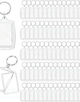 100 Pieces Clear Acrylic Photo Frame Keychain Photo Insert Keyrings Blank Rectangle DIY Keychain Picture Frame Keyring with Split Ring Suit for 1.3 X 1.8 Inches Photos