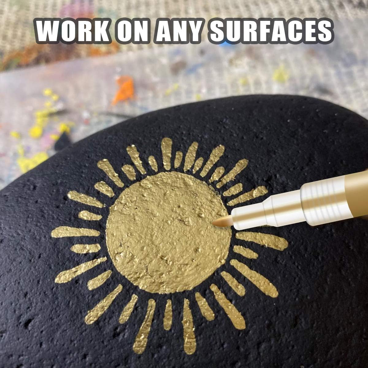 Paint Pen Gold Silver Metallic Permanent Acrylic Markers Set for Fabric Glass Rock Wooden Ceramic Leather Tire Painting, 0.7Mm Extra Fine Tip (3Pcs Gold+3Pcs Silver)