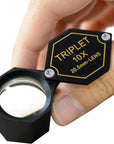 10X Magnifier Jewelry Loupe 20.5Mm Triplet Lens Optical Glass Pocket Gem Magnifying Tool for Jeweler, Stamp Philatelist, Coin Numismatic, Achromatic Black Hexagonal Design Kit Set