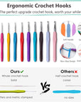 Crochet Hooks 11 Size Crochet Hook Set with Soft Handle and Case Crochet Needle Kit for Beginners Knitting Needle Kit Yarn Crochet Kit 2Mm(B) to 8Mm(L)