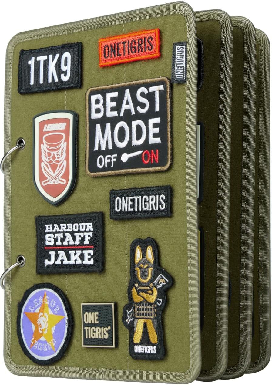 Patch Display Board, Flip-Page Patch Book with Metal Removable Ring Binders, Tactical Patches Booklet Organizer for Patch, Military Patch Collections(No Patches Included), Coyote Brown