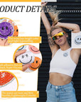 24 Pcs Smile Face Patch Iron on Patches 2 Inch Chenille Cute Preppy Happy Face Patches Glitter Heat Sequins Applique for Backpacks Hats Clothes Jackets Decorative DIY Craft(Sequin Style)