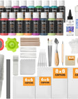 Acrylic Pouring Kit, Artist Starter Supplies Including 19 Colors Acrylic Paints,Pouring Medium, Silicone Oil, Canvases, Gloves, Strainers, Mixing Stick, Instructions for Flow DIY Painting
