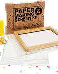Waterproof Paper Making Screen Kit to Craft Your Own Handmade A5 Paper: Wood Deckle, Mesh Screen, Plastic Grid, Confetti, Sponge, 4 Couch Felts & Video Instructions…