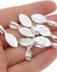 100Pcs Silver Glue on Bail Charm Pendant Earring Bails for Glass Tile DIY Pendants Finding 22X8Mm