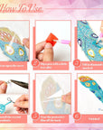 6 Pcs Diamond Painting Bookmarks Kits DIY 5D Feather Bookmark Rhinestone DIY Bookmarks Crystal Diamond Art Bookmarks Acrylic Bookmarks for Adult Arts Supply Crafts Gifts