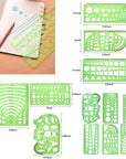 9 PCS Drawing Templates Plastic Rulers Multi-Function Measuring Rulers with French Curve Ruler,Geometric Drawings Templates Rulers Tool Set for Studying Designing and Building (Green)