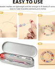 60 Pieces Beading Needle Set, 5 Sizes Species Big Eye Beading Needles (With Threader) Needle Bottle, Yarn, Embroidery Needle, Thimble Foldable Beading Needle Set for Jewelry Making