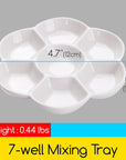 7-Well Studio Porcelain Paint Palette Tray,Set of 3 W/Color Box, Artist Mixing Colour Tray by 4-3/4 Inches for Watercolor Gouache Painting,Round,White