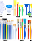 Painting Brushes, 45PCS Kids All Purpose Paint Supplies Include Paint Cups with Lids Palette Tray Multi Sizes Paint Brush Set for Kids Gifts School Prizes Art Party