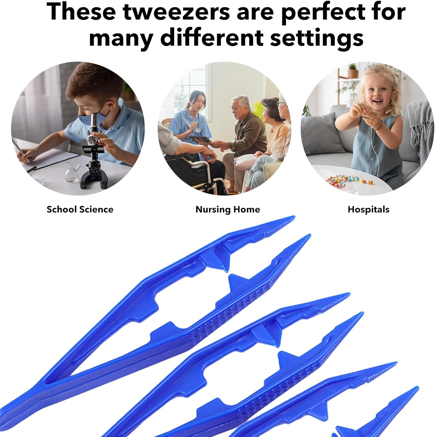 Plastic Tweezers, 5Pcs Plastic Tweezers for Kids,Craft Tweezers for DIY Craft Jewelry Making Family School Beading Project (A-White, Pink, Blue, Yellow, Green)