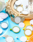 Sublimation Blank Aluminum Stickers Set round Blank Bezel Pendant Tray Aluminum Sheet, Includes Sublimation Blank Discs and Double Side Tapes for Personalized Photo Jewelry Making DIY (50 Pieces)