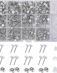 2600 Pieces Earring Posts and Backs Earring Studs for Jewelry Making Butterfly Earring Backs and Rubber Earring Backs with Box (6Mm, 8Mm) Earring Stud Blanks Earring Making Kit