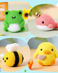 Set of 4 Cute Animal Needle Felting Starter Kit Frog Chick Bee Narwhal Animal Doll Wool Felting Tools Felt Needles Foam Mat DIY Needlework Craft Party Supplies for Beginners Adults Kids