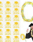 24 Set Graduation Candy Lei Making Kit Class of 2024 Hawaiian Lei Candy Lei Tubing Lei Bags Congrats Grad Lei Long Lei Ribbons Candy Dessert Filler for Party Graduate (Net Flower Style)