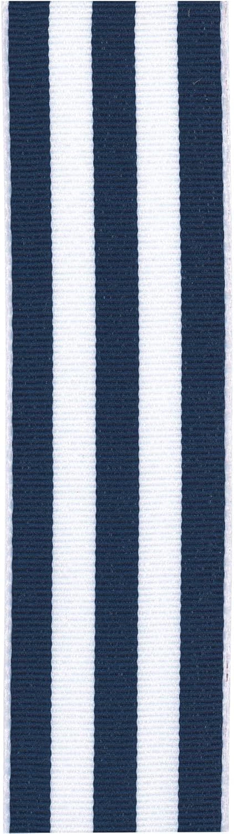 Offray 1.5" Wide Grosgrain Ribbon, 25 Yards, Navy Blue and White Stripe