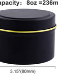 24 Pack 8Oz Candle Tins,Black Candle Tins for Making Candles Bulk,8 Oz Candle Jars,Tin Jars for Candle Making,Metal Tin Jars (BLACK)