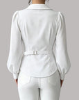 Elevate Your Elegance: TIAFORD Women's Chic Ruched Wrap Blouse with Puff Sleeves"