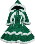 Winter Velvet Noel™ – Women’s Christmas Dress, Skirt & Hooded Cloak Set