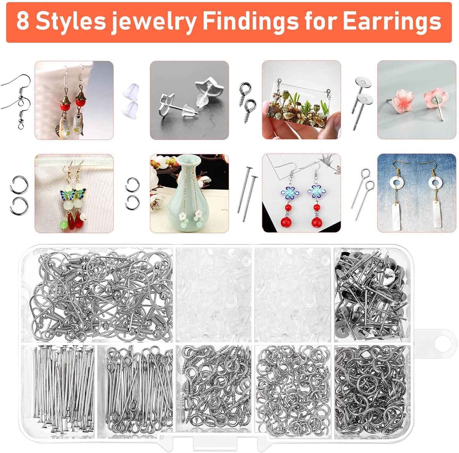 Resin Molds for Jewelry,  678Pcs Earring Making Kit with 28Pcs Epoxy Molds and 650Pcs Earring Hooks, Jump Rings for Pendants, Resin Crafts, DIY Earring
