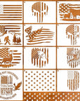 12Pcs American Flag Stencil Star Stencils for Painting Union 50 Stars 1776 Military We the People Template for Flag Patriotic Wood Burning Stencils for Spray Painting on Shirt Project Crafts Wooden